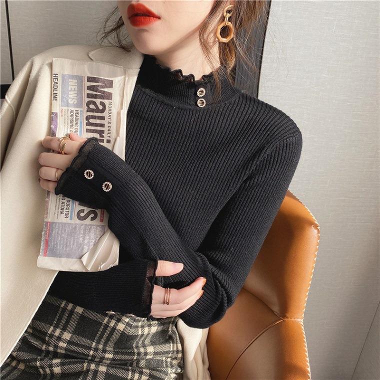 lace knitting ruffles knitwear women long elegant fashion