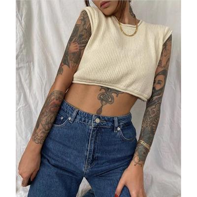 Womens Sleeveless Vest Short Navel Exposing Sexy Knitted