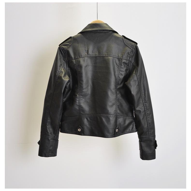 Womens leather motorcycle jacket slim short washed small