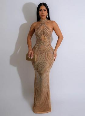 women for gown evening party for dress rhinestone