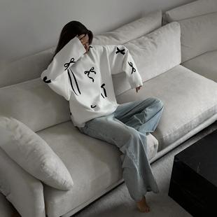 bow lazy women sweater loose casual knitted