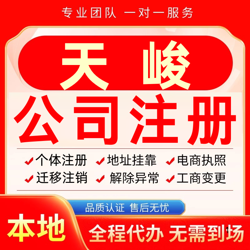 天峻公司注册办理异常个体户工商营业执照代办注销变更转让电商