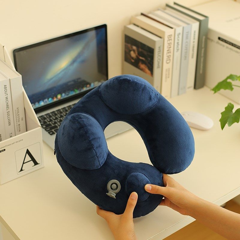 速发充气u型枕型护颈u头枕便携旅出神器按压坐车飞机行行午睡脖枕