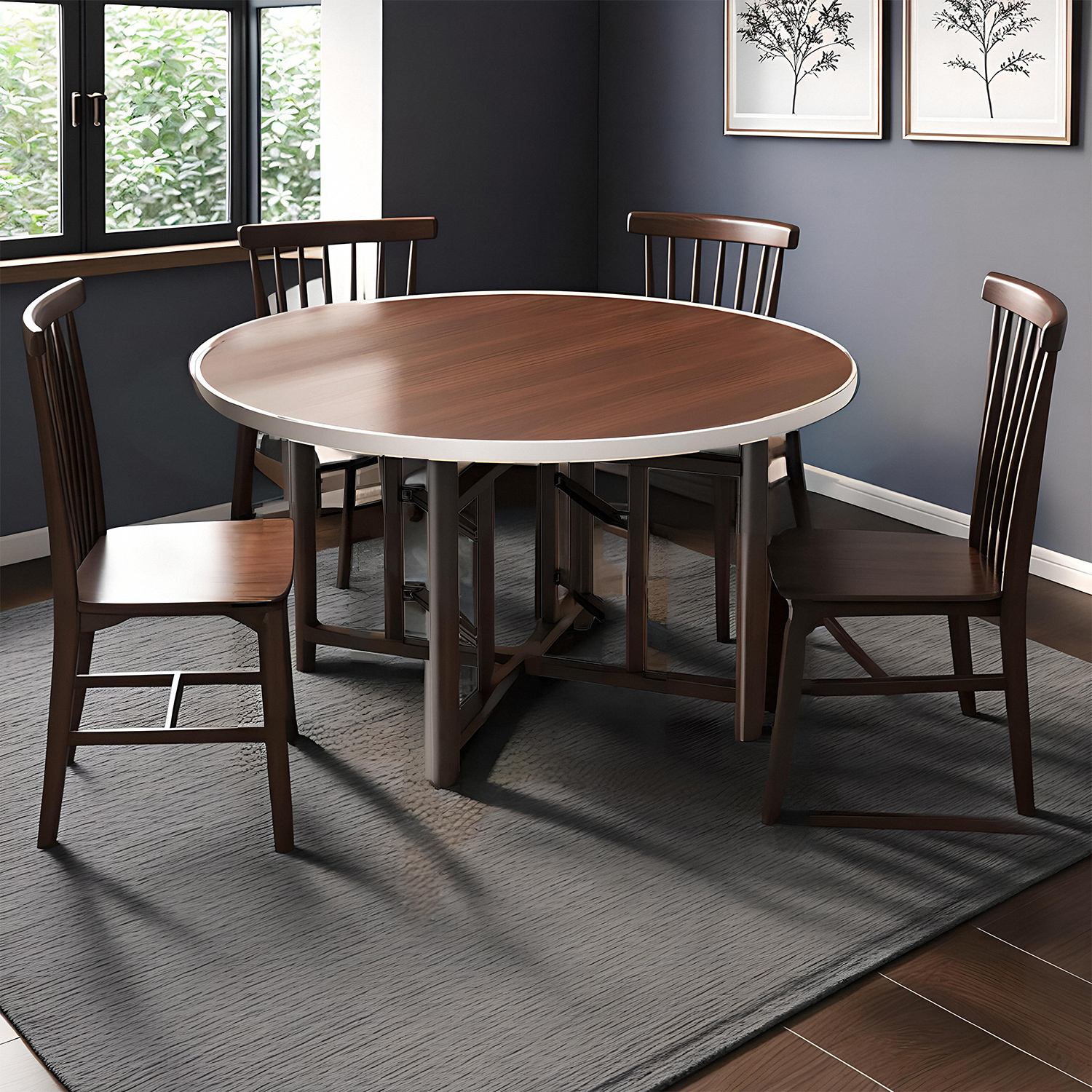 速发大圆桌餐独饭桌家用圆形餐桌旋转圆盘小户型圆桌木面板单桌圆