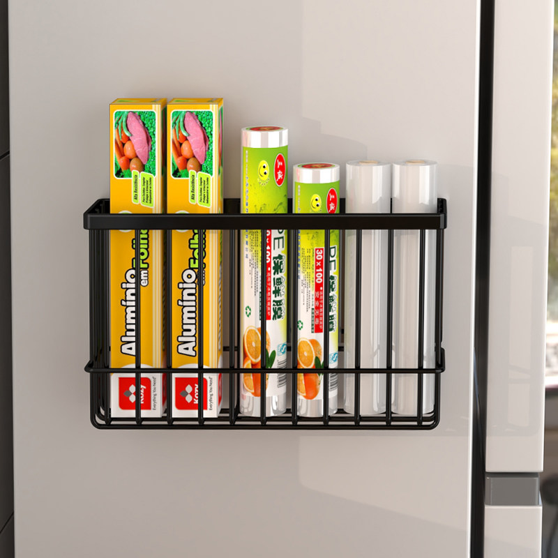 速发吸鲜袋收纳神器厨房保鲜膜收壁架冰箱磁保纳挂盒厨房用纸铁艺