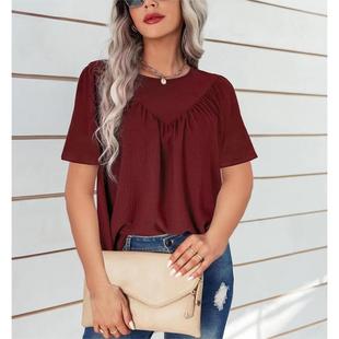 short size round color Womens sleeve loose large neck