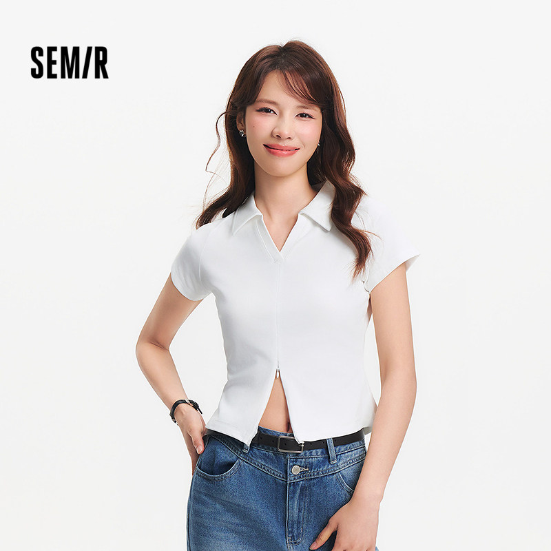商场同款森马POLO衫女短款修身显瘦纯色上衣小心机2025夏季新款潮,女装/女士精品,POLO衫,淘宝优惠券,粉丝福利购,淘宝优惠卷