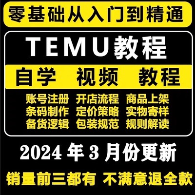 2025学Temu运营装修教程店铺新手培训选品师跨境海外版拼多多课程