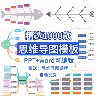 思维导图PPT模板word信息可视化流程逻辑数据图表鱼骨树状图表