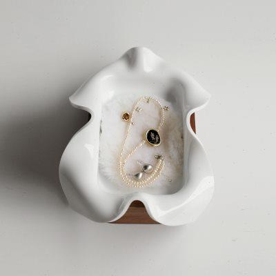 虚室新款桌面收纳黑胡桃木亚克力托盘首饰化妆品玄关钥匙整理盒