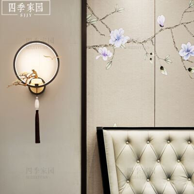 四季家园新中式壁灯客厅电视背景墙新款现代高端主卧床头别墅全铜