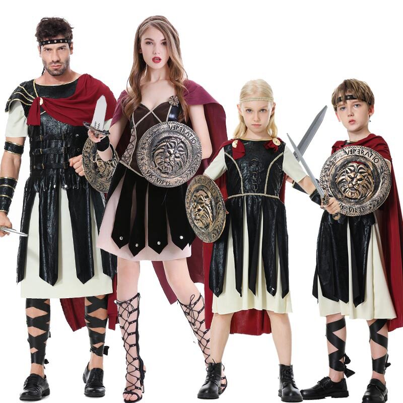 万圣节古罗马战士化妆舞会亲子服装成人男女骑士士兵服cos装扮