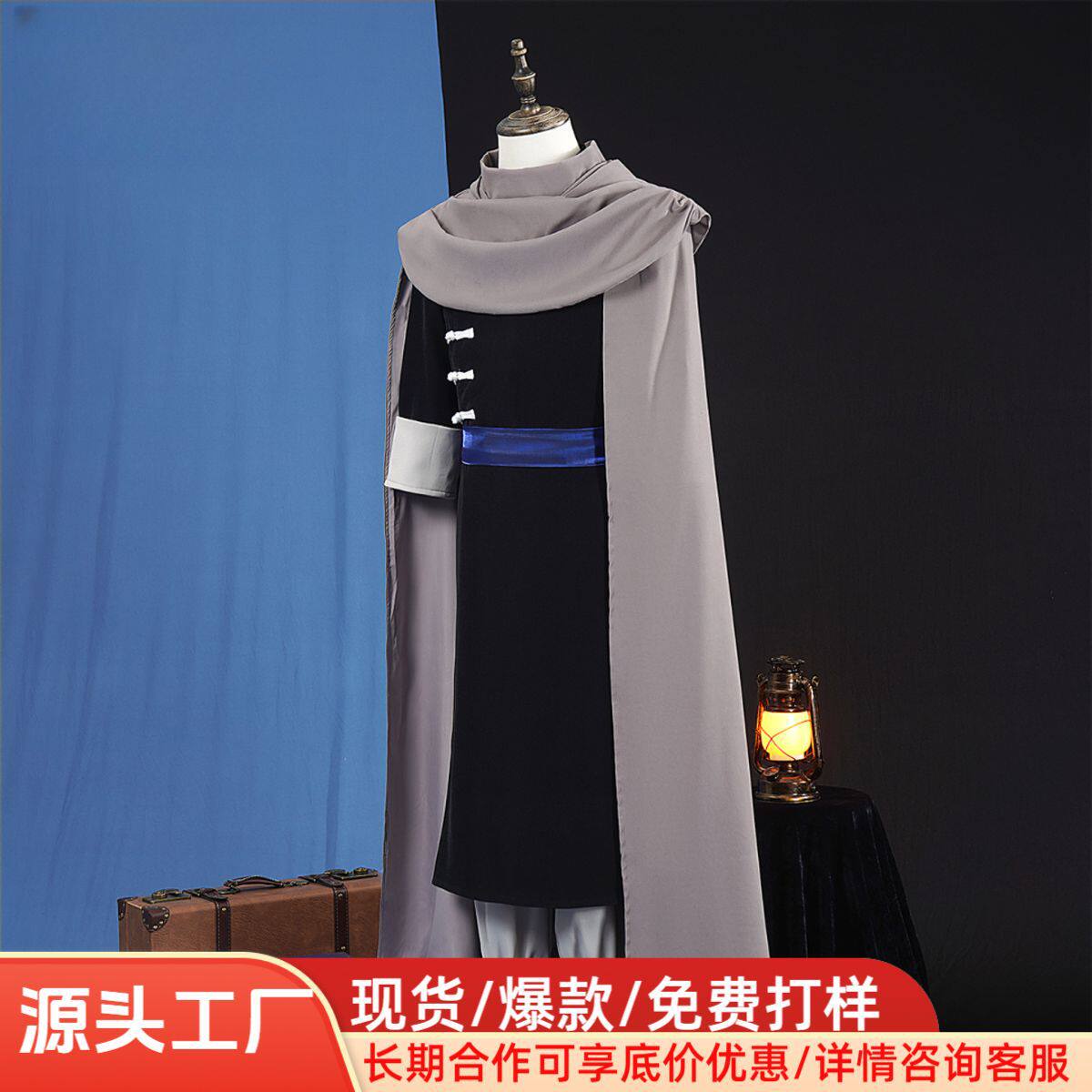 夜兔神威cos服银魂黑色长衫cosplay服装斗篷披风二次元动漫服跨境