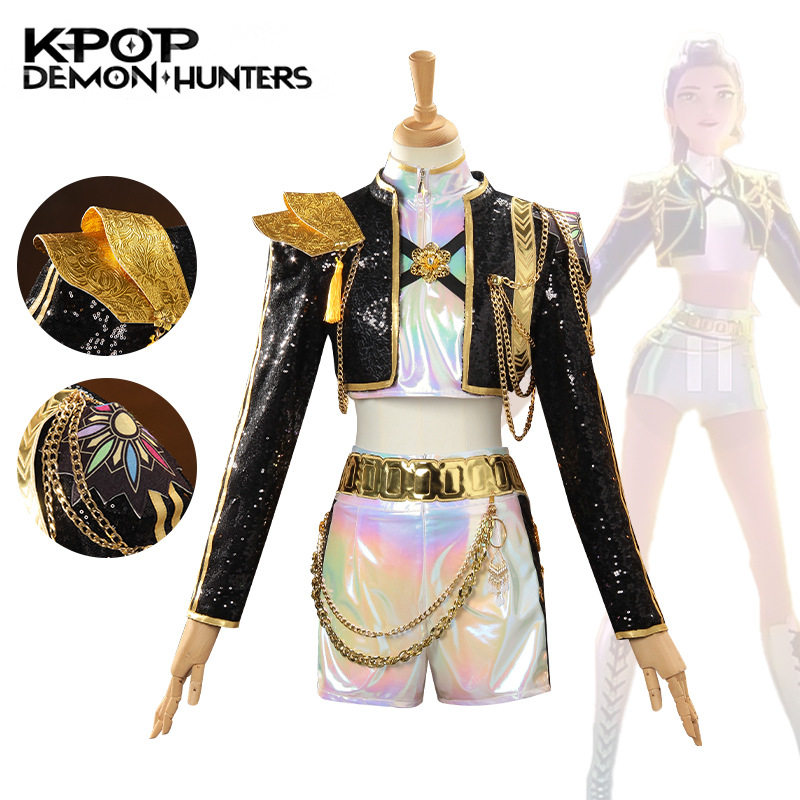 Kpop猎魔女团cos服鲁米动漫服佐伊打歌服米拉黑金打歌服二次元服