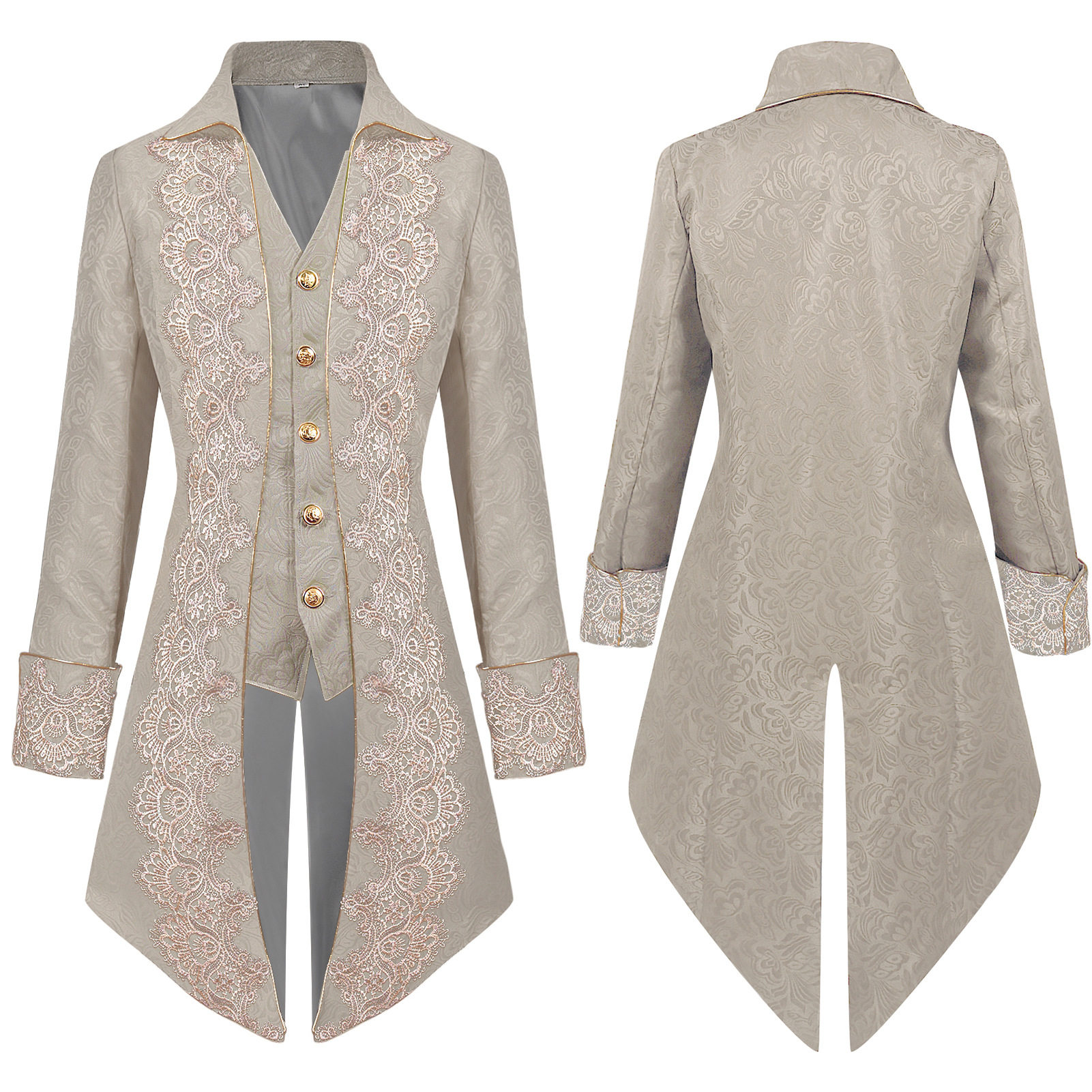 万圣节男式蒸汽朋克中世纪夹克哥特式维多利亚时代弗罗克外套制服