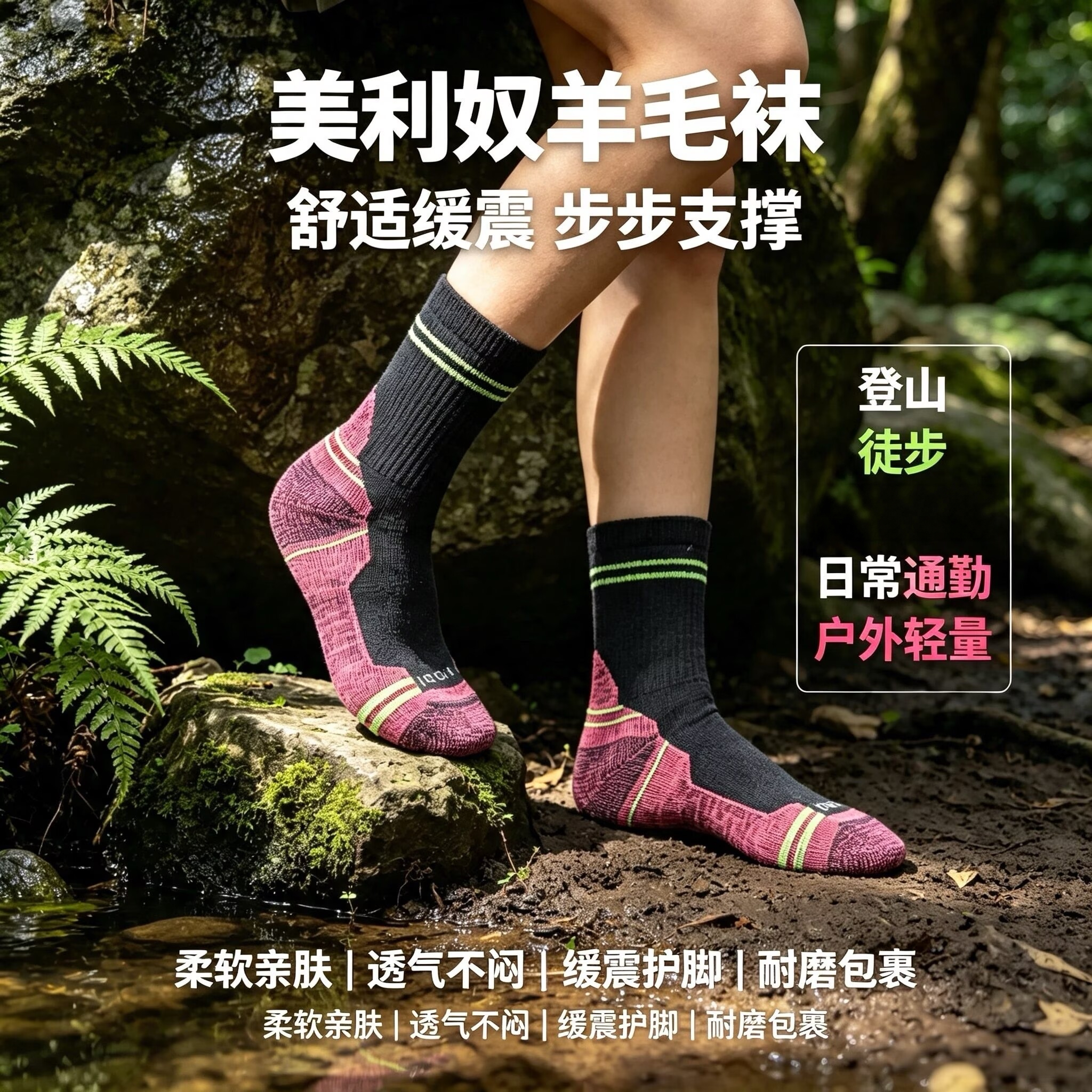 80%美利奴羊毛男女户外滑雪袜子图片