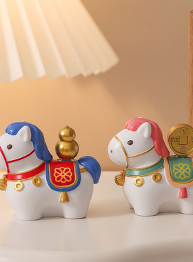 马年可旋转马上有钱招财摆件