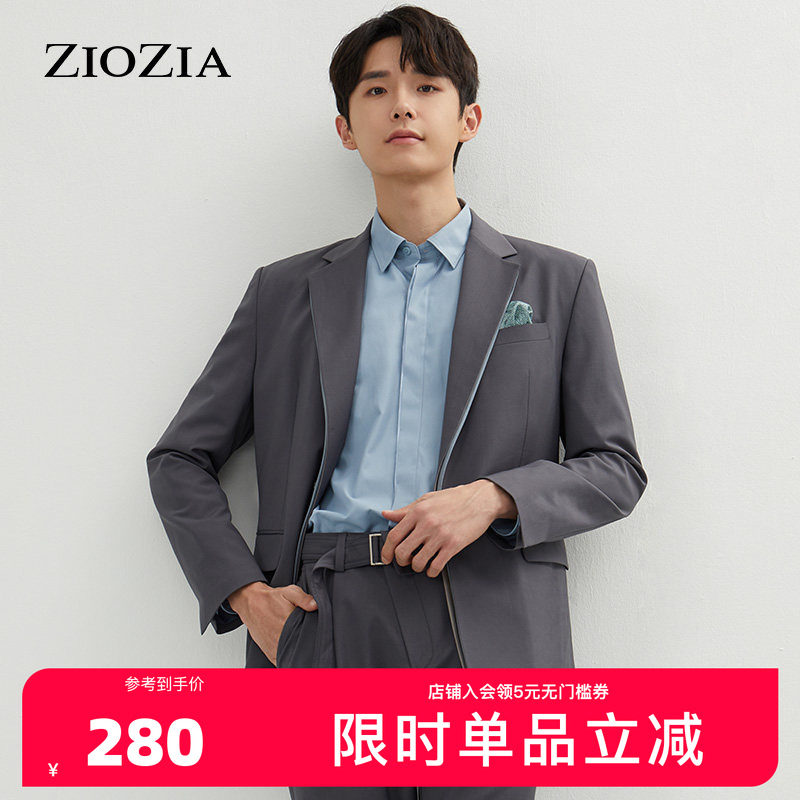 ZIOZIA春季单排扣西装羊毛混纺青年休闲西便服外套ZKG11104F