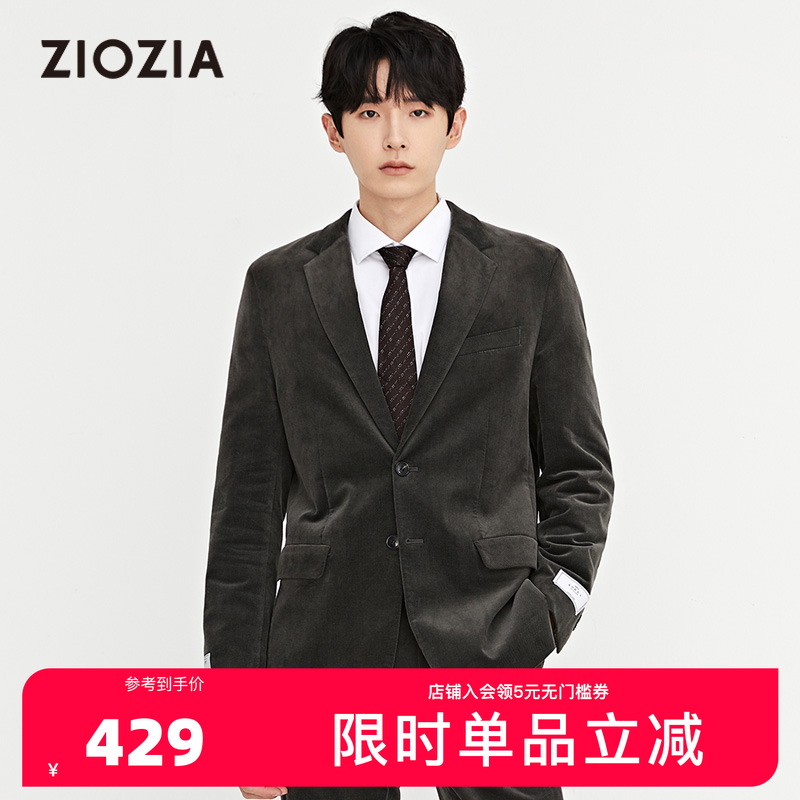 ZIOZIA秋季修身轻熟灯芯绒男青年单排扣西便服外套ZKGB3T01Y