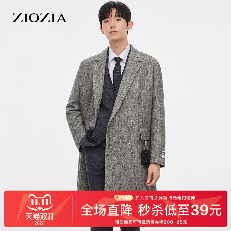 ZIOZIA休闲大衣外套秋冬韩版保暖舒适毛呢大衣外套ZCG14903C
