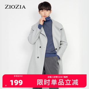 ZIOZIA冬季 毛呢大衣外套ZCG04T21D 青年气质休闲纯色简洁长款