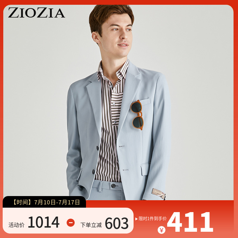ziozia休闲西服春男韩版舒适便西服灰西装套装上衣ZKG01252X