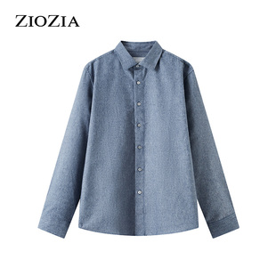 衬衫 ZIOZIA长袖 青年休闲长袖 修身 ZWC15960H 衬衣男秋冬韩版