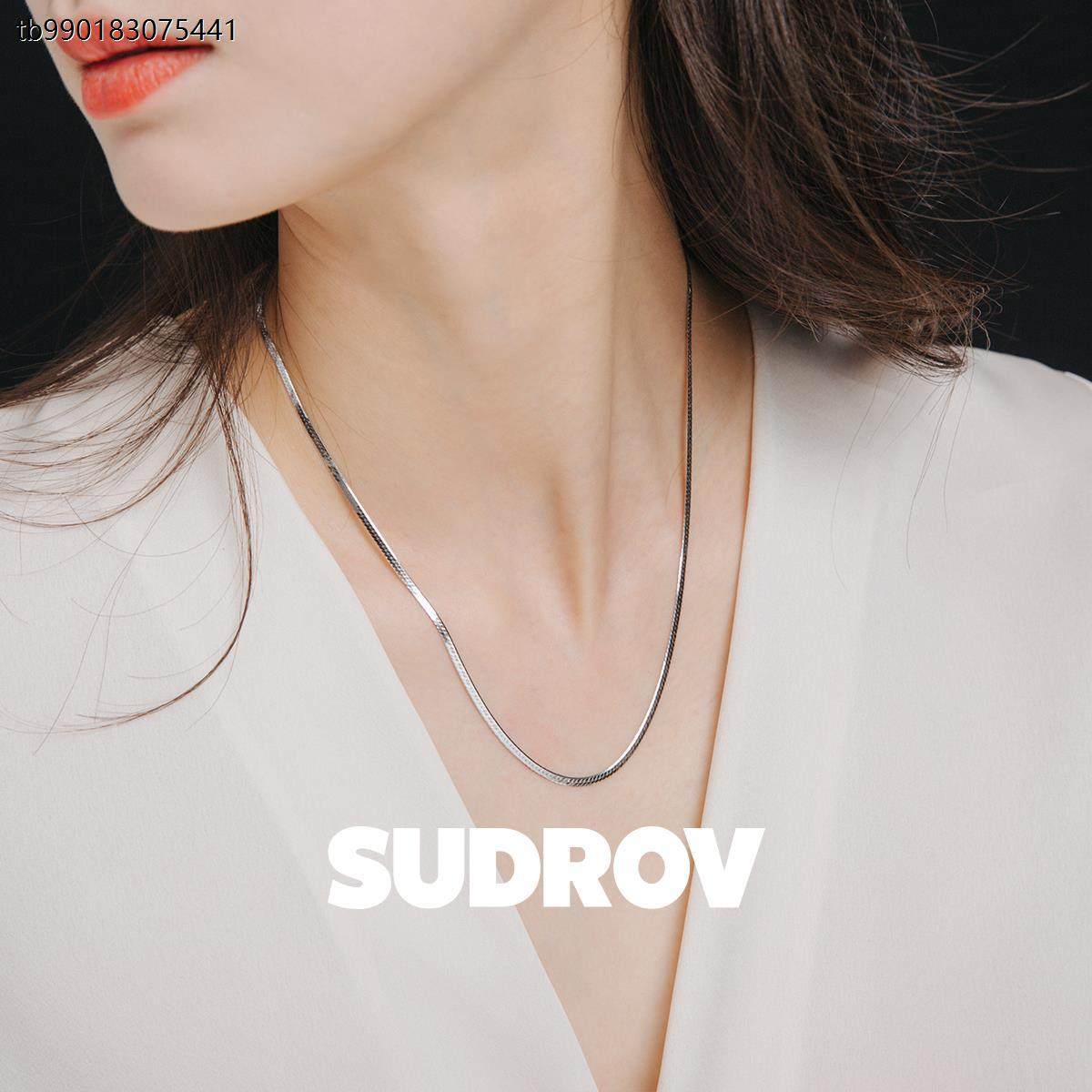 素觉925银百搭简约时尚锁骨链女基本款项链复古裸链素链扁平链