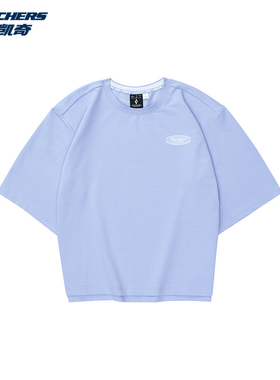 Skechers斯凯奇女子春夏宽松运动休闲针织短款短袖T恤衫L224W015