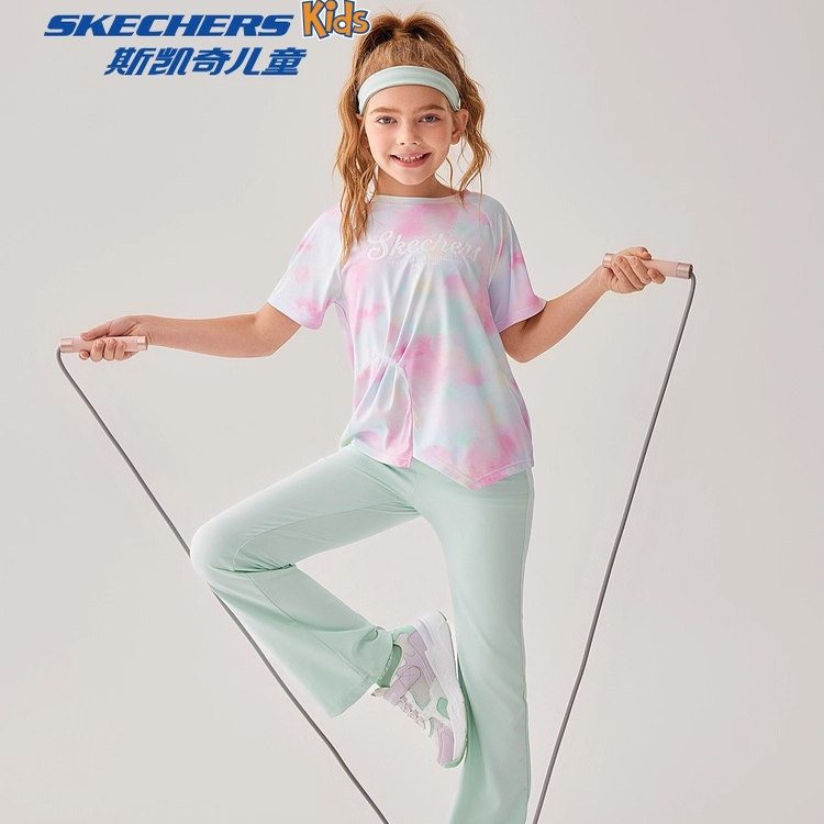 Skechers儿童短袖透气运动T恤