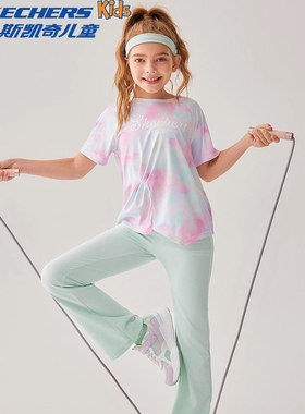 Skechers斯凯奇儿童短袖T恤透气新款男女童运动速干上衣P223K034