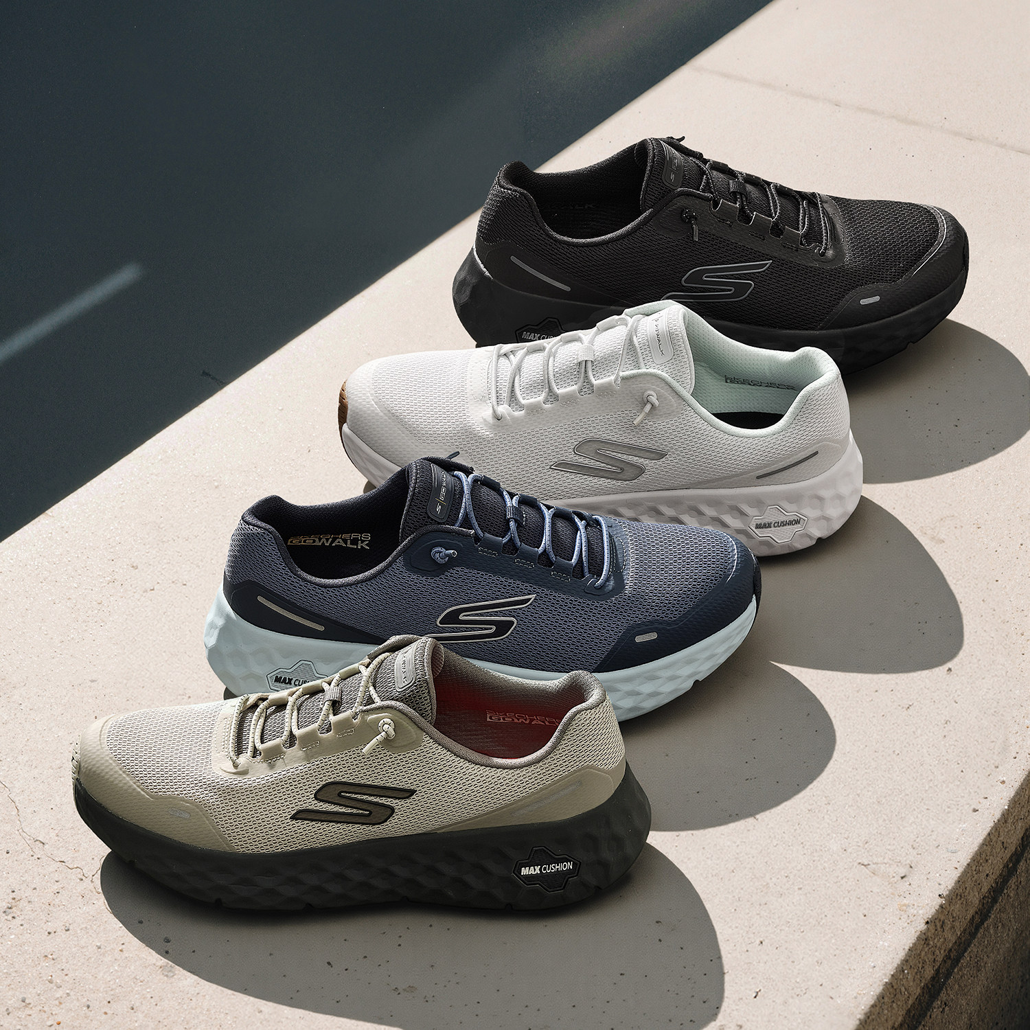 Skechers斯凯奇男鞋秋冬款一脚蹬运动跑步鞋厚底缓震休闲鞋217113