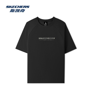 Skechers斯凯奇男士 圆领T恤弹力透气舒适运动梭织L225M033 短袖