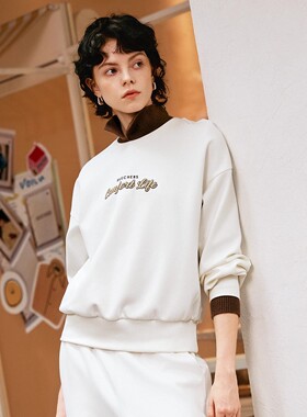 Skechers斯凯奇女士秋冬款套头打底衫宽松运动休闲卫衣L425W070