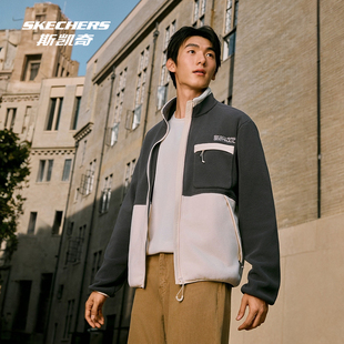 Skechers斯凯奇男士 摇粒绒加绒保暖户外运动外套P126M042 秋冬款