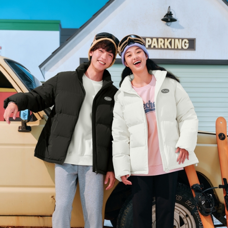 斯凯奇秋冬男女梭织立领羽绒服