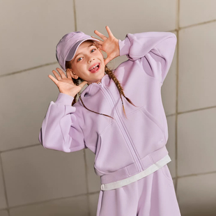 Skechers斯凯奇男女童时尚 校园纯色运动上衣宽松连帽外套L425K127