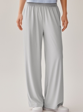 Skechers斯凯奇夏季新款女子休闲针织长裤宽松直筒阔腿裤L225W130