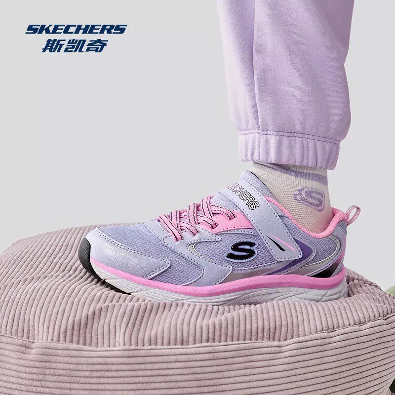 Skechers斯凯奇女童2026新款舒适网面透气魔术贴休闲鞋303698L