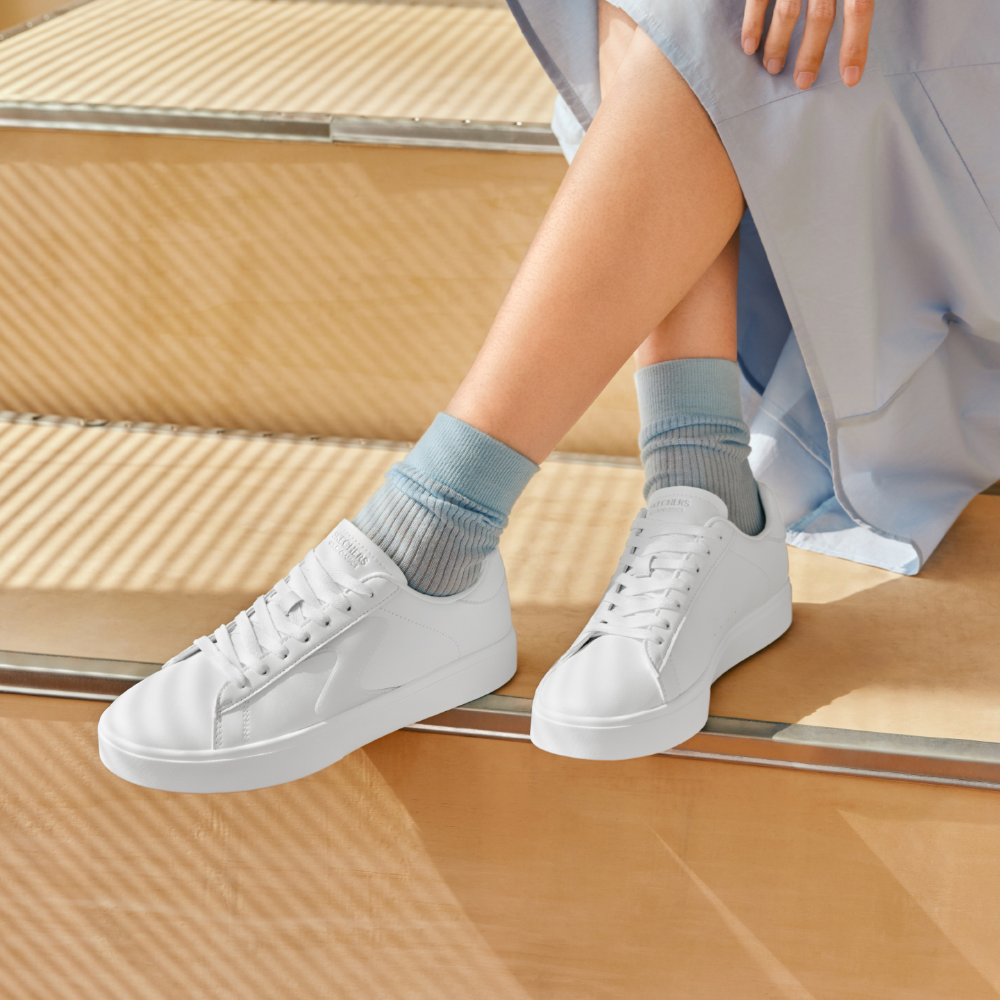 Skechers女童鞋休闲运动小白鞋