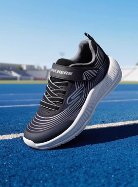 Skechers斯凯奇新款男童魔术贴舒适网面透气休闲运动鞋411011L
