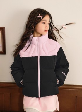 Skechers斯凯奇女童秋冬鸭绒保暖立领羽绒服短款休闲外套L425G034