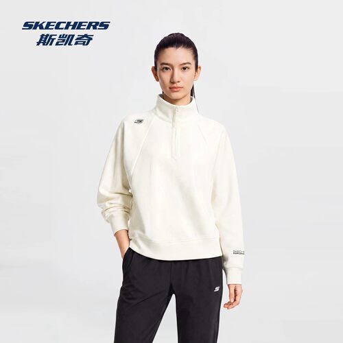 斯凯奇女士秋针织半开襟舒适卫衣