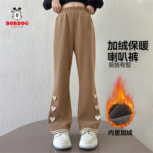 【呼呼严选专享】巴布豆卡乐女童加绒裤子喇叭裤百搭保暖WBT4ZK18