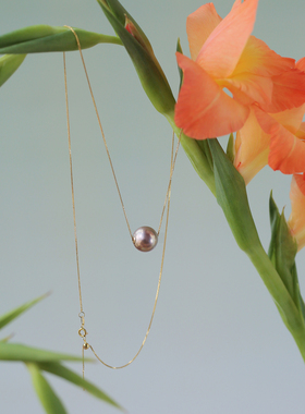 【浓郁又活泼-温柔又贵气】11-12mm紫色路路通天然真珍珠18K金吊