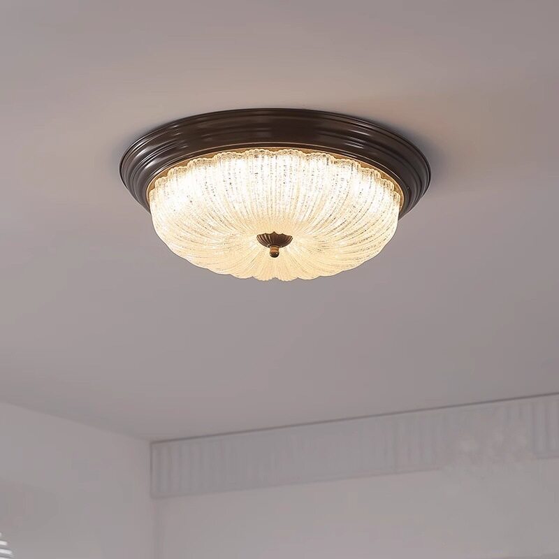美式吸顶灯卧室灯圆形led阳台灯过道灯具欧式简约复古玄关灯客厅