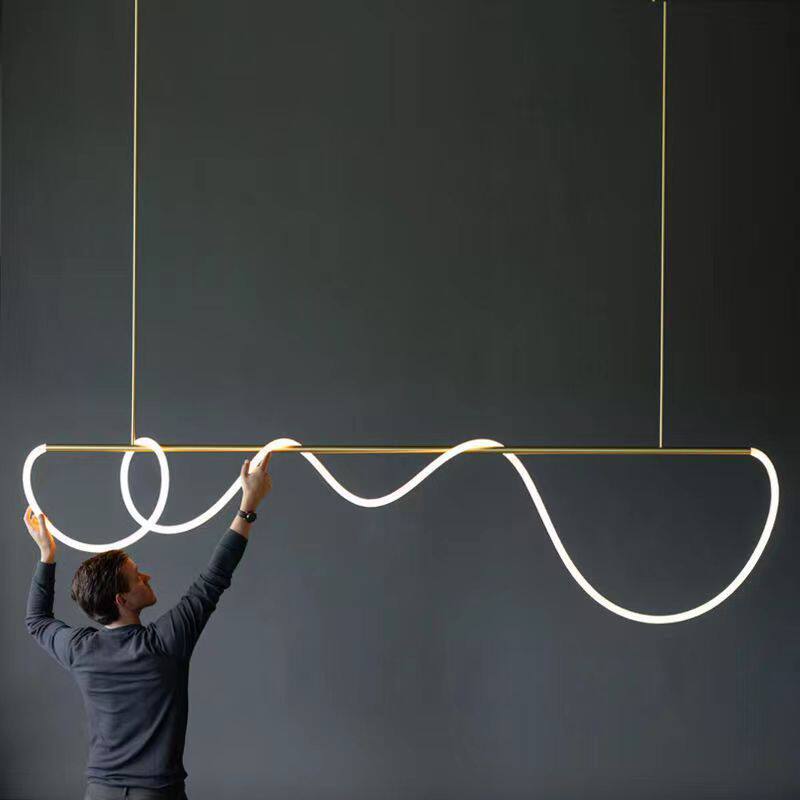 北欧设计师餐厅灯具高级感音符吧台灯展厅轻奢办公室长条餐桌吊灯