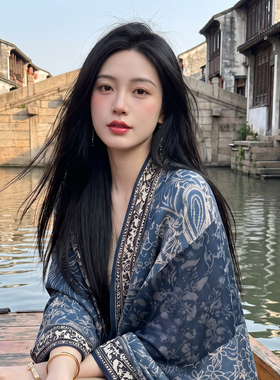 名族风拍围巾照披肩两用高级感云南丽江大理旅游防晒装饰丝巾棉麻