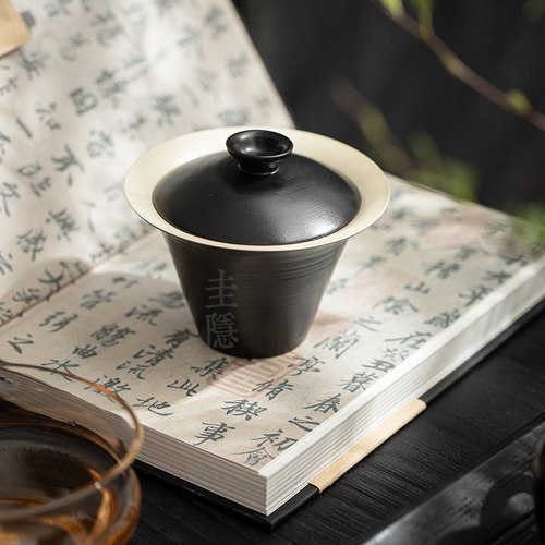 圭隐堂粉引粗陶盖碗泡茶碗