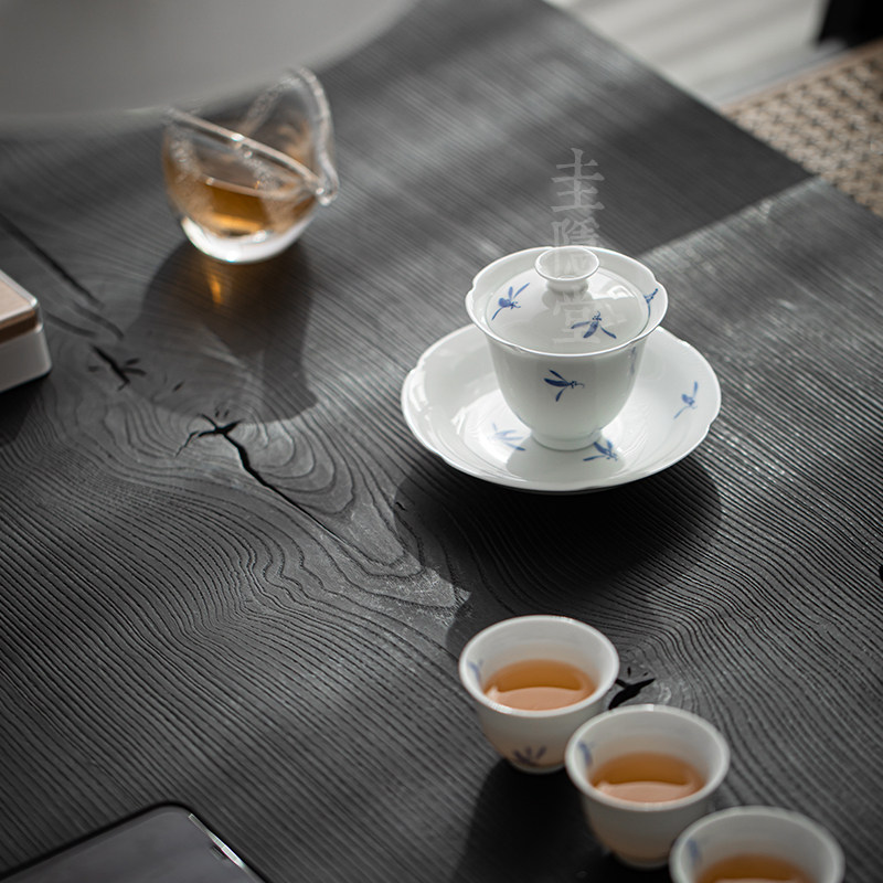 圭隐堂手绘蝴蝶兰花三才盖碗复古家用泡茶杯分茶碗防烫陶瓷茶具,餐饮具,盖碗,淘宝优惠券,粉丝福利购,淘宝优惠卷